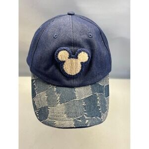 Disney‎ Mickey Mouse Denim Patchwork Cap Blue Jean Hat Embroidered Unisex